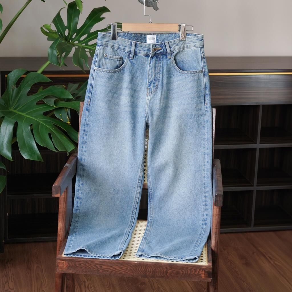 Quần Jean Baggy Ống Suông Chất Liệu Vải Jeans Cotton ThoảI Mái, Có Túi, Chuẩn Form - LUCIINON