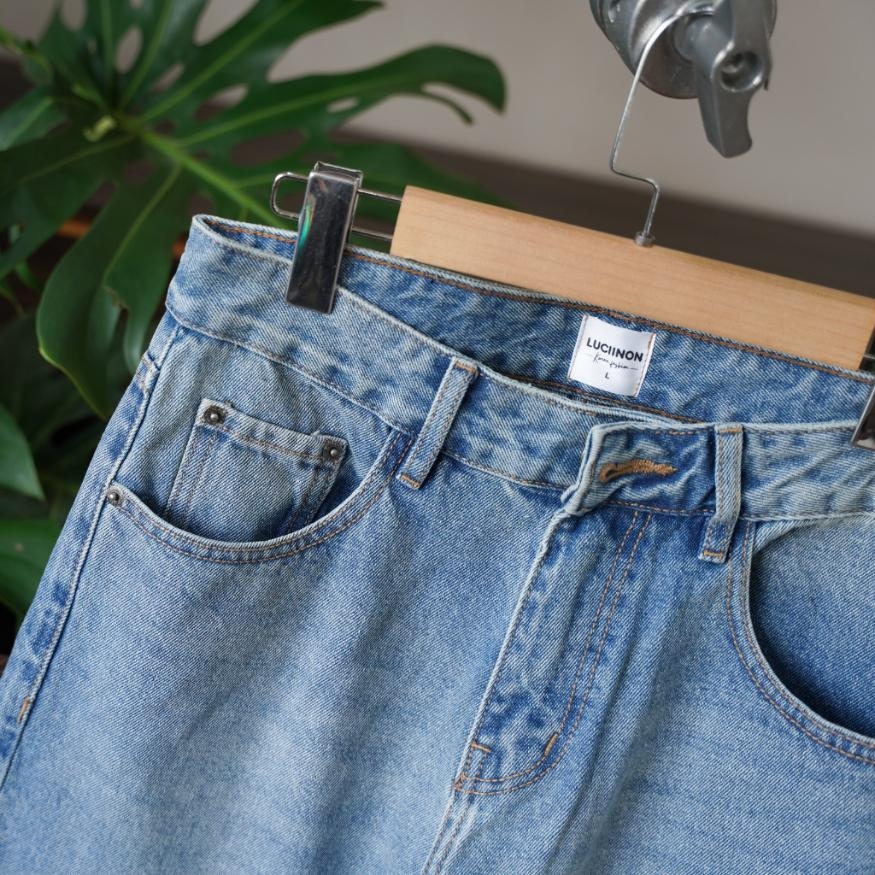 Quần Jean Baggy Ống Suông Chất Liệu Vải Jeans Cotton ThoảI Mái, Có Túi, Chuẩn Form - LUCIINON