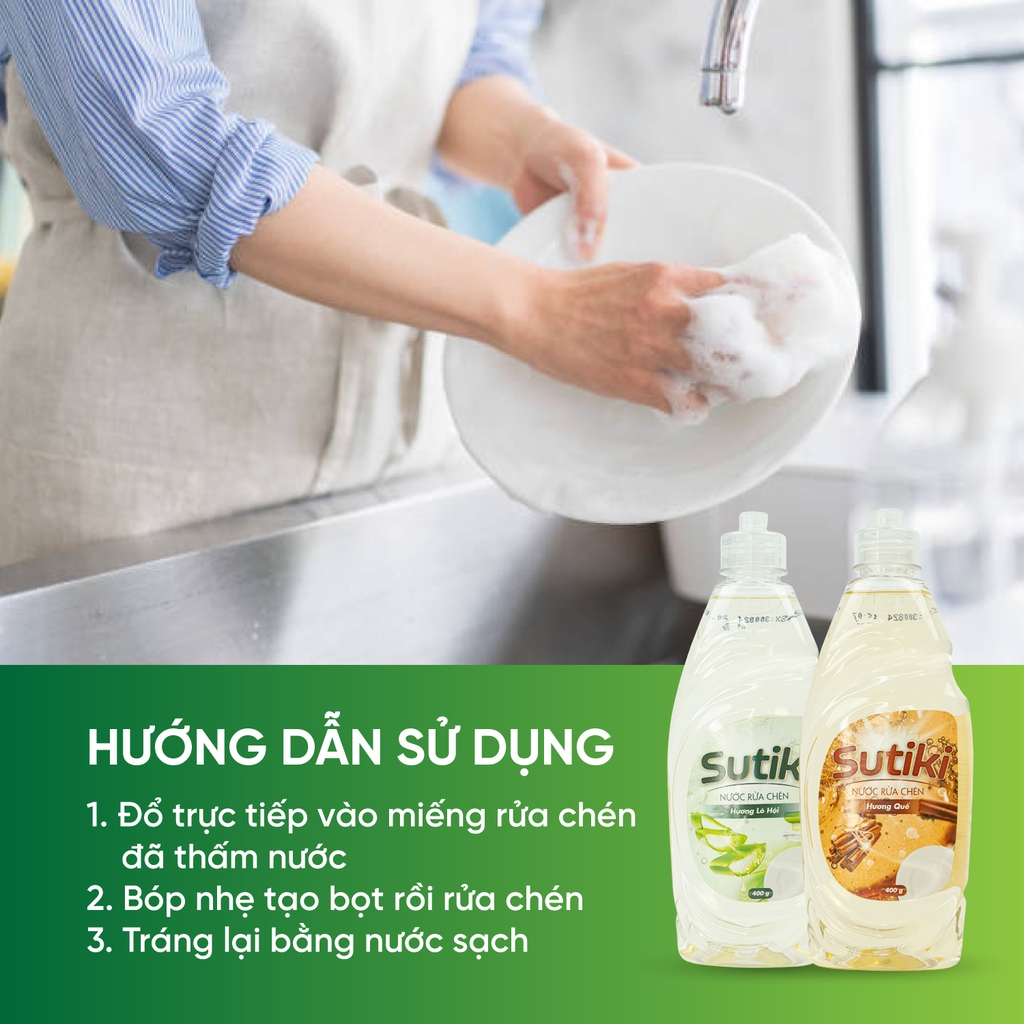 Nước rửa chén Sutiki hương trà xanh 400g
