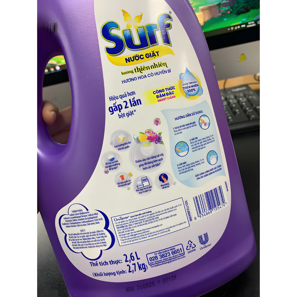SURF Nước Giặt Hương Hoa Cỏ Huyền Bí 2.7Kg