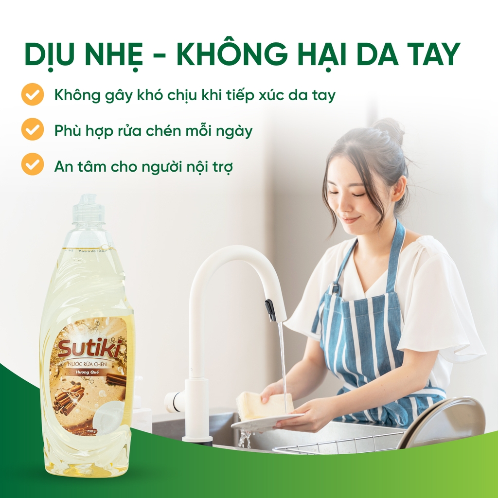 Nước rửa chén Sutiki hương trà xanh 750g