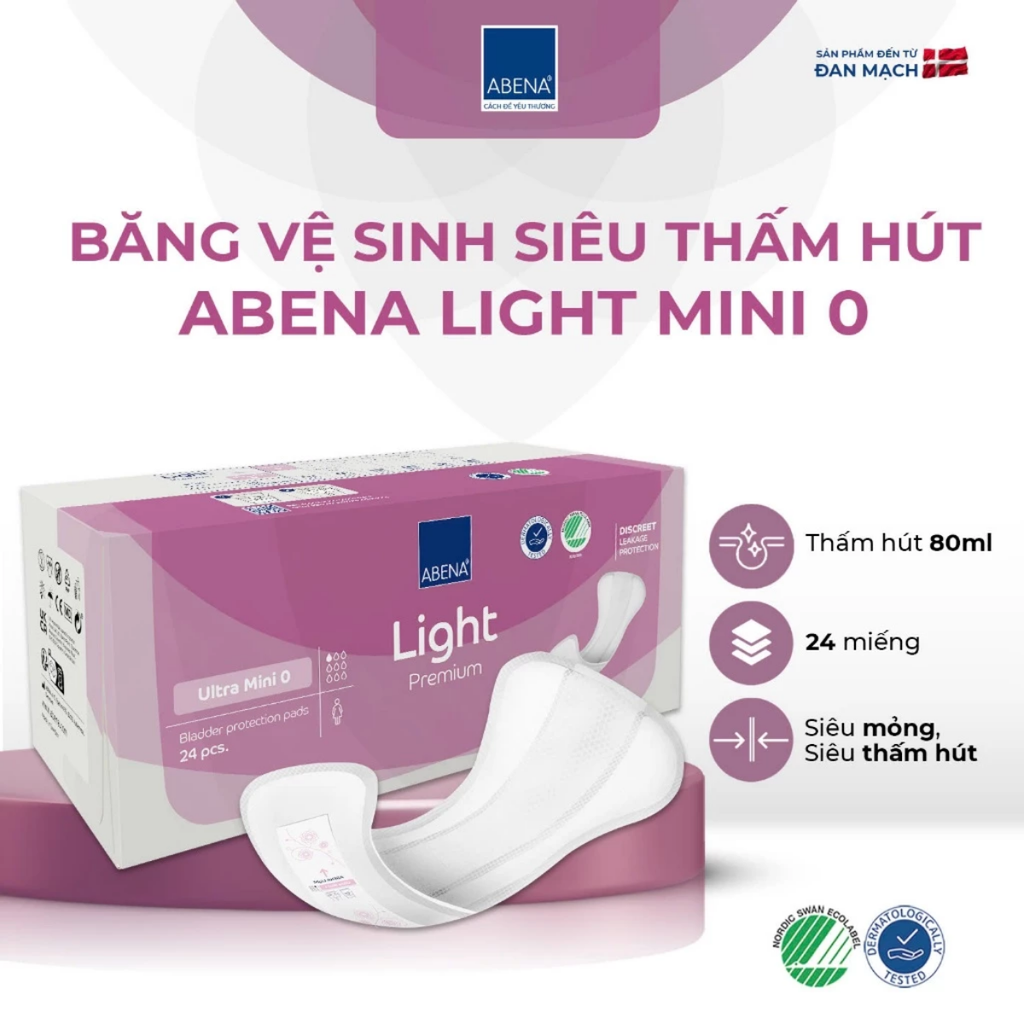 Băng vệ sinh hàng ngày ABENA light untral mini 24 miếng/12- gói