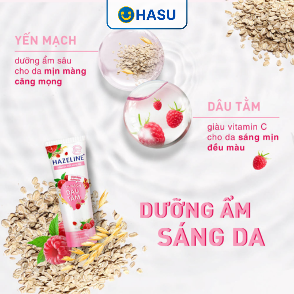 Sữa rửa mặt Hazeline Yến Mạch Dâu Tằm Chiết Xuất Thiên Nhiên Ngừa Mụn Sáng Da 100g