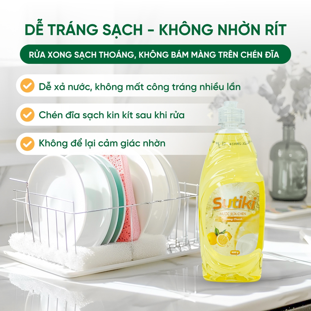 Nước rửa chén Sutiki hương trà xanh 400g