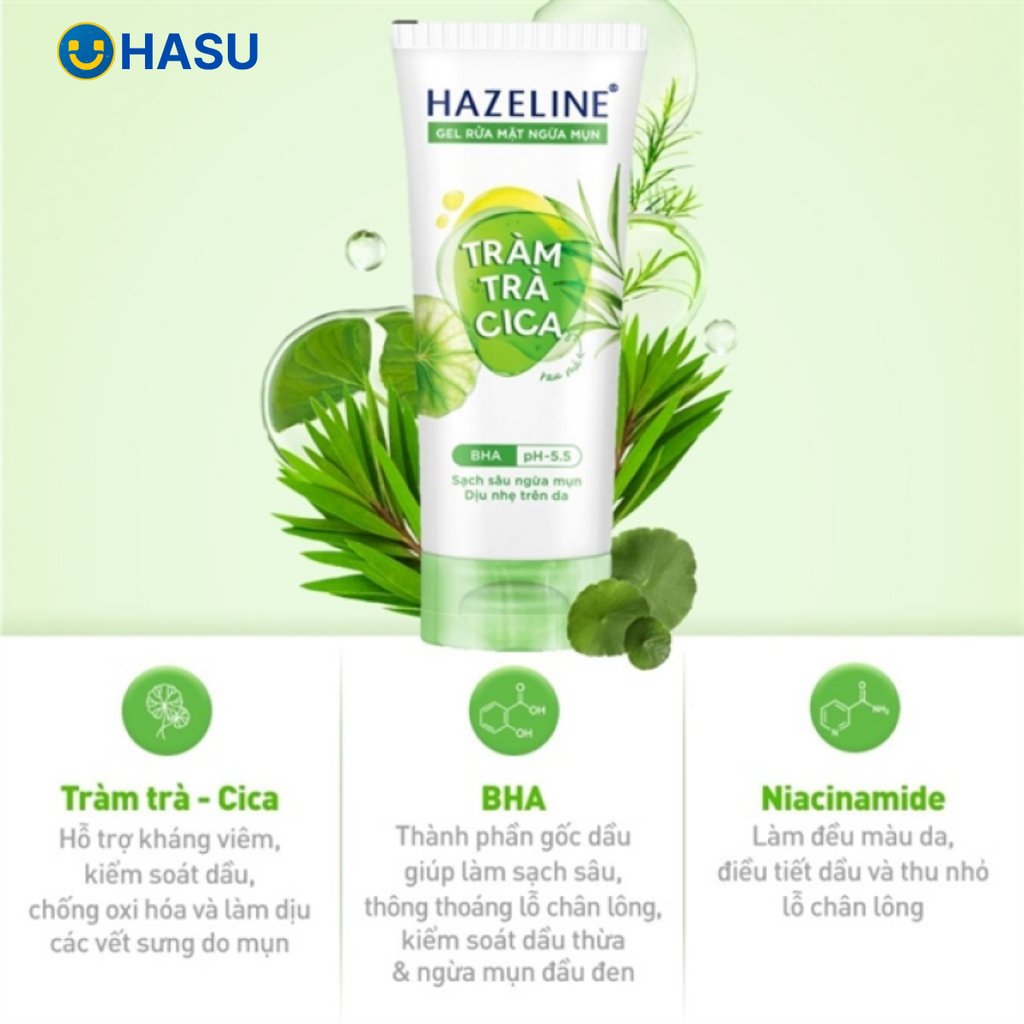 Sữa rửa mặt Hazeline tràm trà rau má 100g/24 tuýt