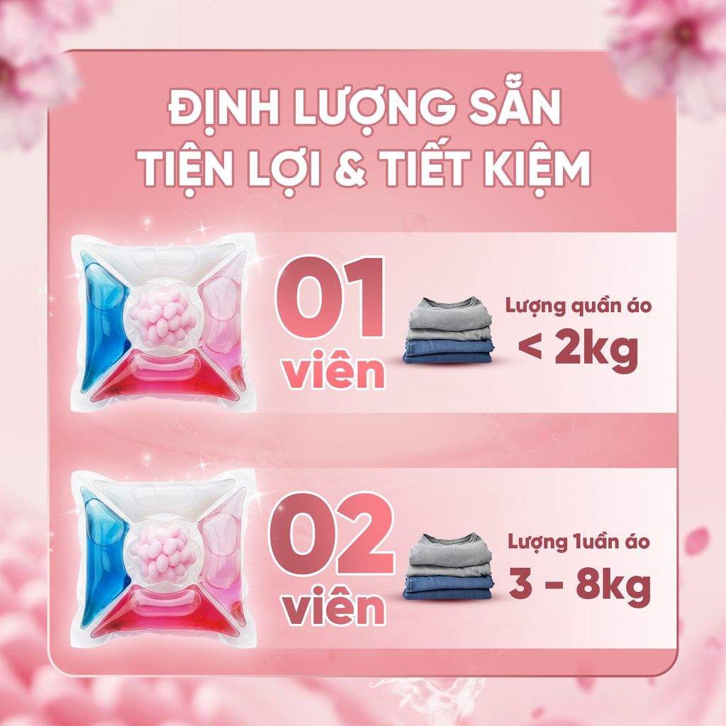 Viên giặt Zesty Clean 5in1 lưu hương 72 giờ hộp 40 viên - 440g 
- Hương Hoa hồng tháng Năm vùng Grasse