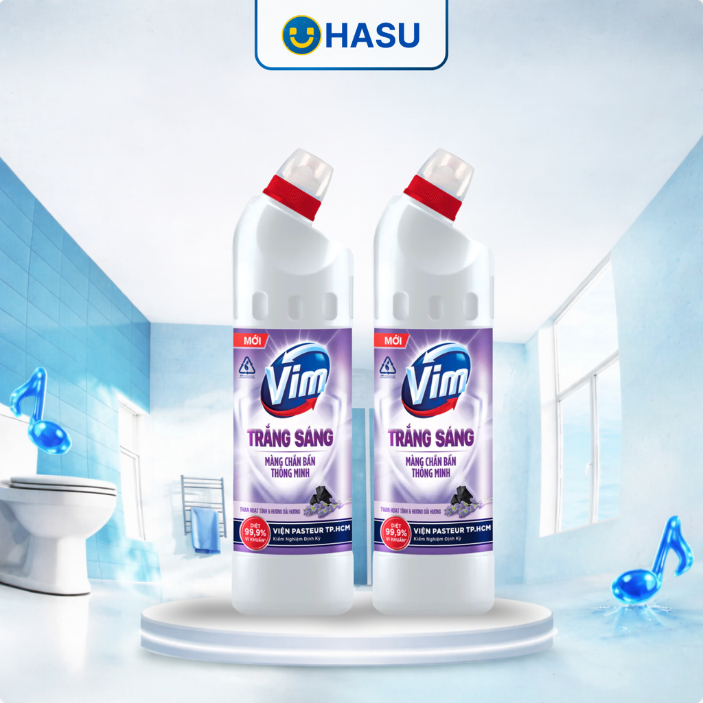 VIM trắng sáng Lavender và than hoạt tính 870ml