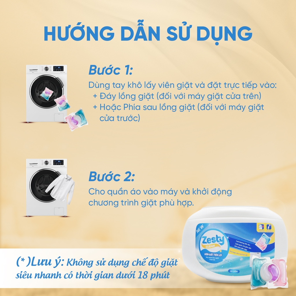 Viên giặt Zesty Clean 4in1 hộp 40 viên - 400g
- Hương Quả lý chua đen Roma (Roma Cassis)