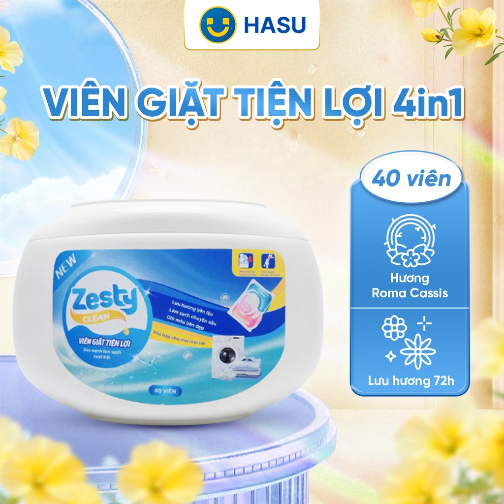 Viên giặt Zesty Clean 4in1 hộp 40 viên - 400g
- Hương Quả lý chua đen Roma (Roma Cassis)