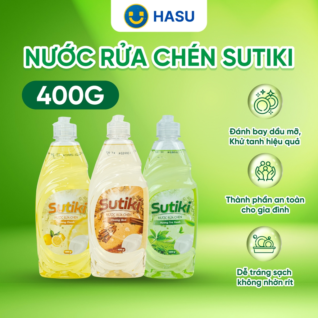Nước rửa chén Sutiki hương trà xanh 400g