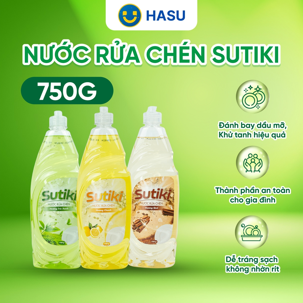 Nước rửa chén Sutiki hương trà xanh 750g