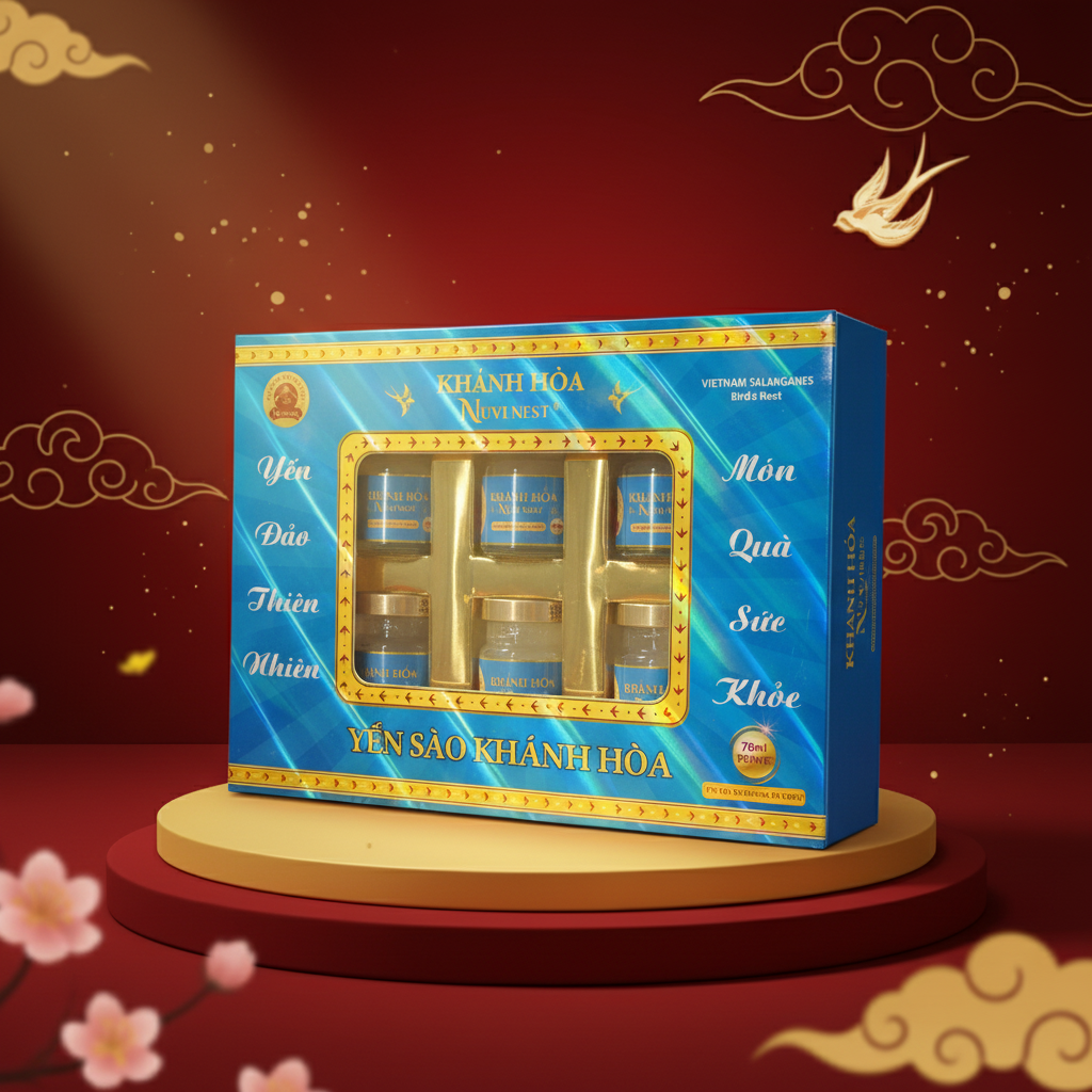 Yến Nuvi chưng đường ăn kiêng, HỘP QUÀ 70ML  - 6 hũ