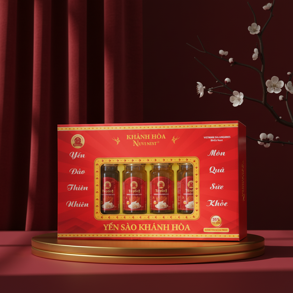 Yến Nuvi chưng đông trùng, HỘP QUÀ 150ML- 6 hũ