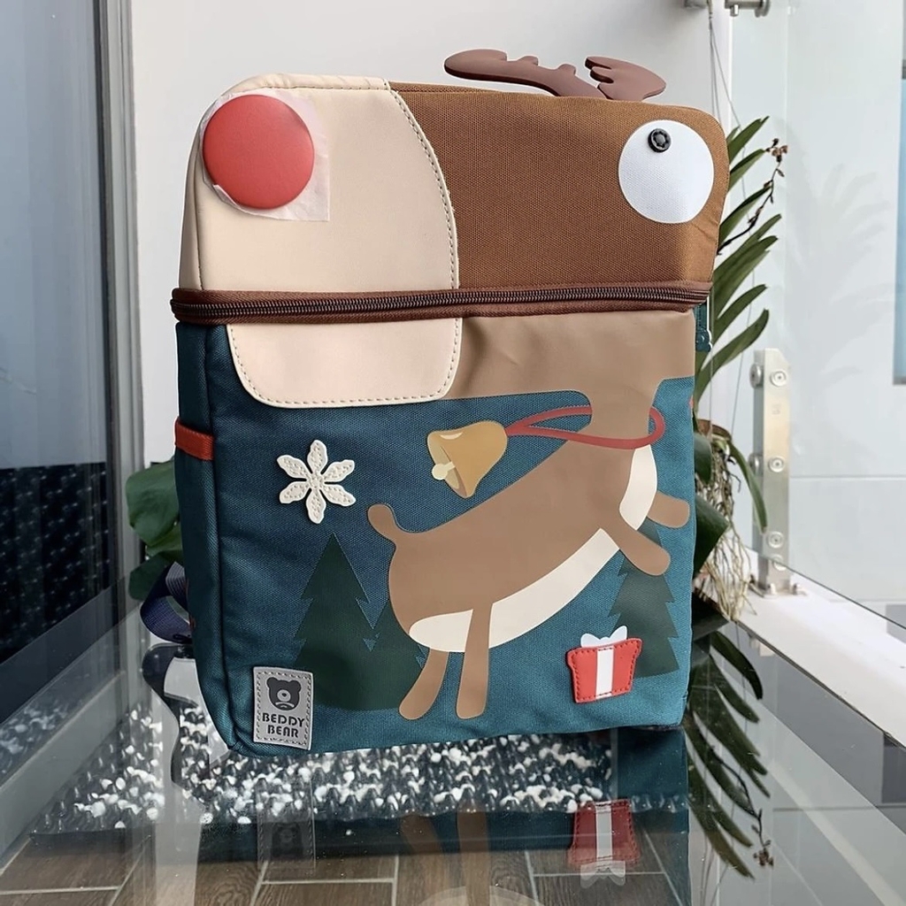 Balo Chống Gù Lớp 1-3 BEDDYBEAR Cute Bag Họa Tiết Tuần Lộc Cho Bé YE-TUANLOC