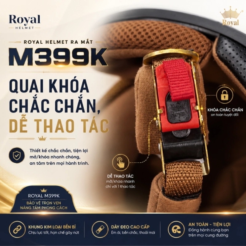 Mũ bảo hiểm 3/4 đầu kính âm ROYAL M399 form cá mập - MBH giấu kính hiện đại, chuẩn an toàn, lót tháo rời