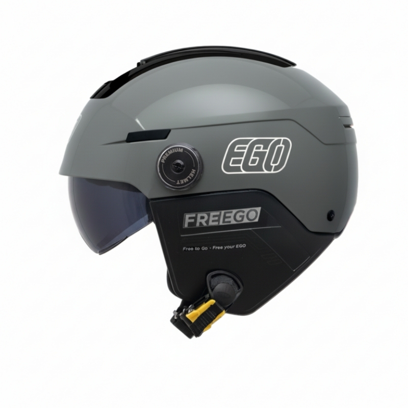 Mũ bảo hiểm 1/2 đầu kính âm EGO E-24 có ốp tai, lót tháo rời - MBH nửa đầu kính đôi hở đuôi, núm chỉnh size