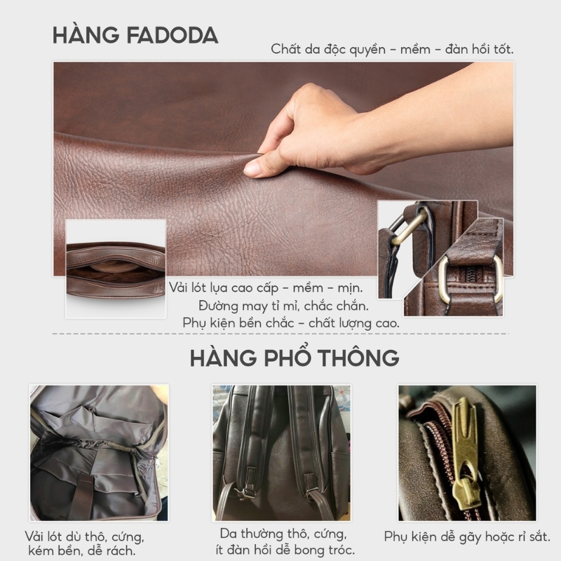 Túi đeo chéo da nam nữ FADODA FDC17 - Thanh lịch, gọn nhẹ, vintage, không bong tróc, không thấm nước