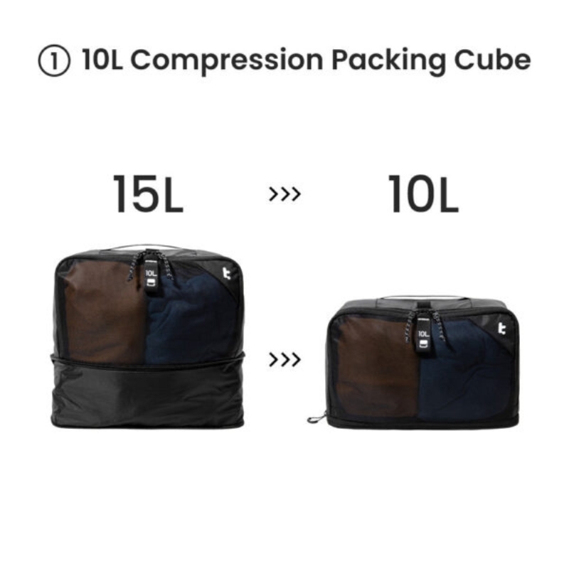 Bộ 3 túi sắp xếp hành lý TOMTOC Packing Cube Light T02 - Kháng nước, khử mùi, phân loại quần áo, phụ kiện