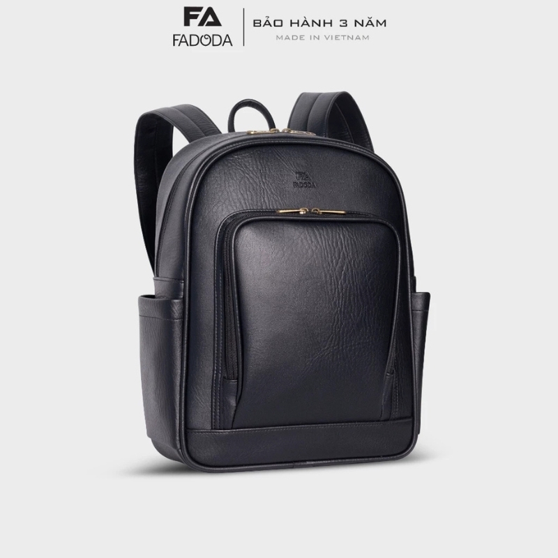 Balo da laptop 13 inch FADODA FBA15 - Thanh lịch, nhỏ gọn, vintage, nhiều ngăn, chống thấm, chống bong tróc