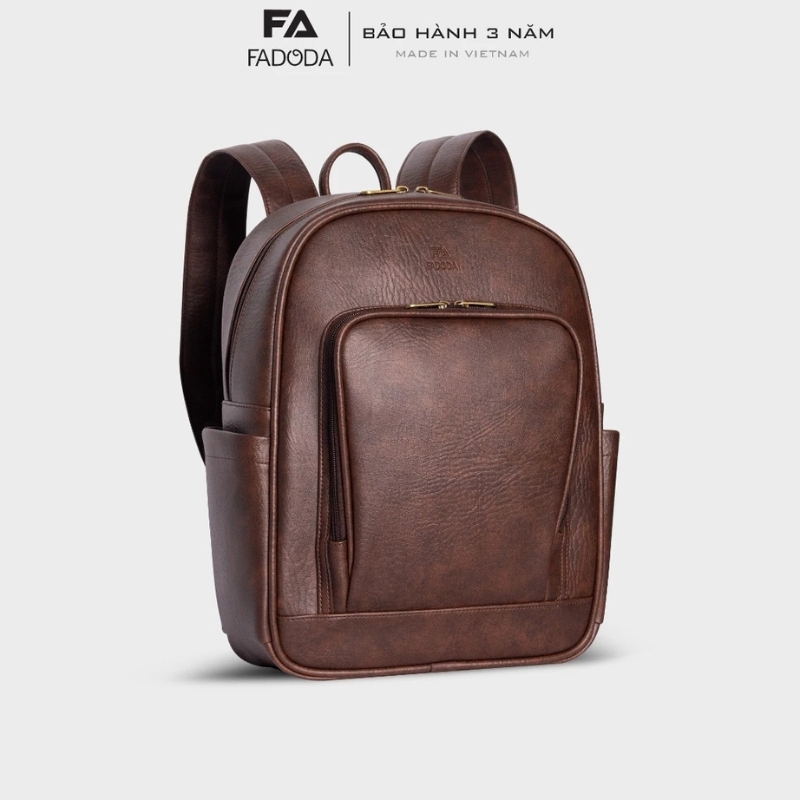 Balo da laptop 13 inch FADODA FBA15 - Thanh lịch, nhỏ gọn, vintage, nhiều ngăn, chống thấm, chống bong tróc