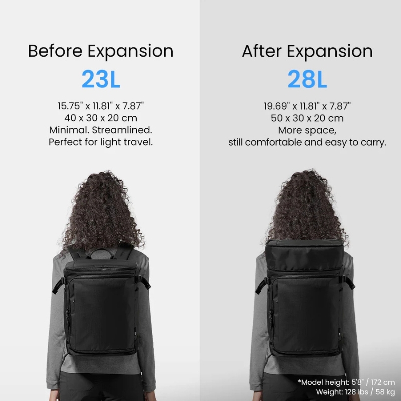 Balo du lịch TOMTOC Navigator T69 Travel Backpack 23L mở rộng 28L chuẩn cabin, mở 180° chống nước siêu nhẹ