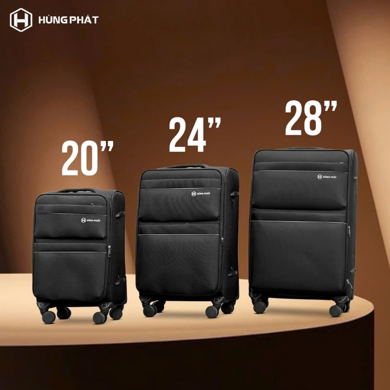 [CHÍNH HÃNG] Vali kéo vải HÙNG PHÁT 891 size xách tay cabin 20 inch - Nới rộng 25%, khóa 3 số, nhiều ngăn, trượt nước