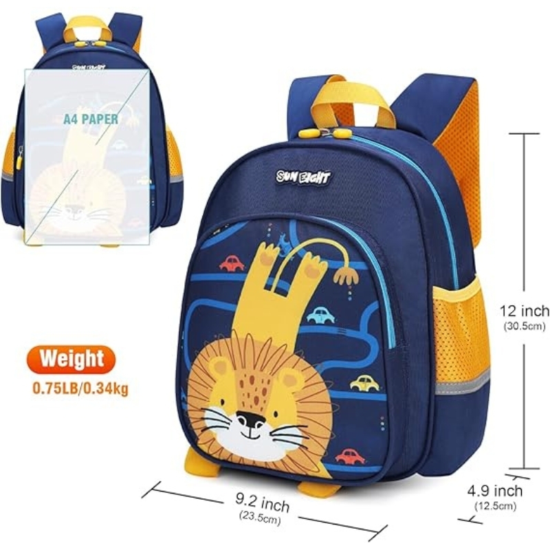 Balo mẫu giáo SUN EIGHT 22063 cho bé trai - Siêu nhẹ, chống thấm, họa tiết đáng yêu, hình sư tử, khủng long