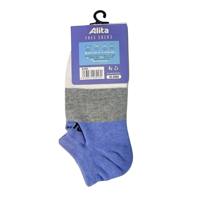 Vớ (tất) ALITA thể thao nam nữ cổ ngắn 026 - Phối màu, cotton cao cấp khử mùi, thấm hút - Vớ Nam Thành