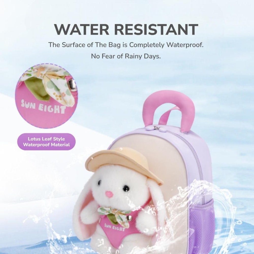 Balo mẫu giáo SUN EIGHT 22316 gấu bông tháo rời cho bé trai bé gái 2-5 tuổi, đáng yêu, cài ngực, phản quang