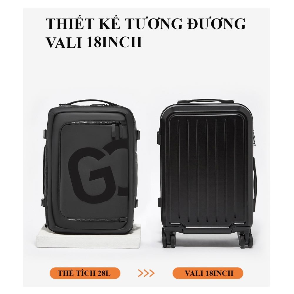 Balo du lịch / vali mini laptop 17 inch BB3200 - 28L, túi đeo chéo, ngăn laptop riêng, chống nước, gài vali