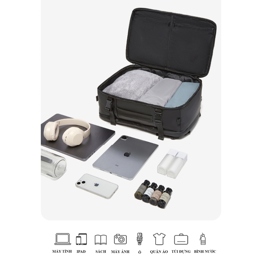 Balo du lịch / vali mini laptop 17 inch BB3200 - 28L, túi đeo chéo, ngăn laptop riêng, chống nước, gài vali