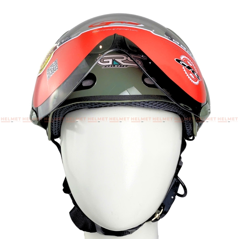 Mũ bảo hiểm 1/2 đầu có kính GRS A102K - MBH nửa đầu kính ngoài an toàn, nhỏ gọn, ôm sát đầu, chắn gió bụi