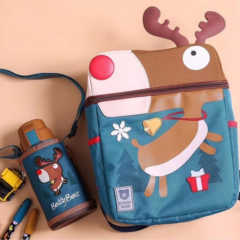 Balo Chống Gù Lớp 1-3 BEDDYBEAR Cute Bag Họa Tiết Tuần Lộc Cho Bé YE-TUANLOC