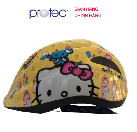 Mũ bảo hiểm xe đạp trẻ em siêu nhẹ PROTEC Smile dành cho bé gái 3 - 10 tuổi - Có đèn báo hiệu, thoáng khí, an toàn