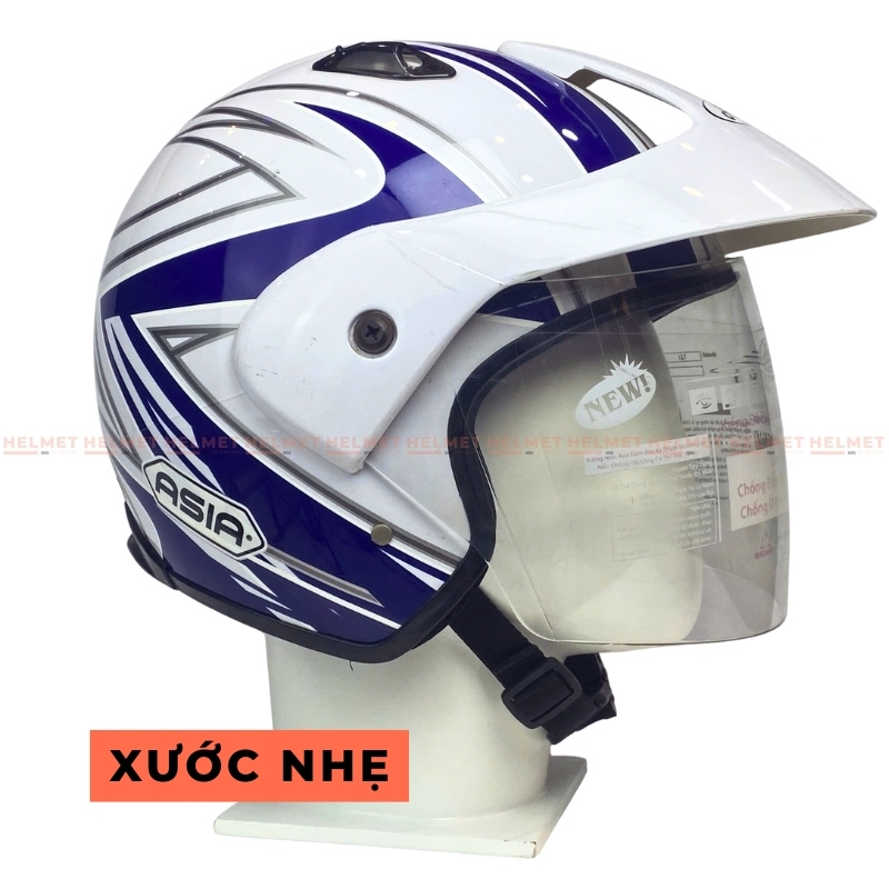 Mũ bảo hiểm 3/4 đầu có kính ASIA MT121 tem thể thao - MBH mô tô phượt 1 kính dày êm, chắc chắn, an toàn