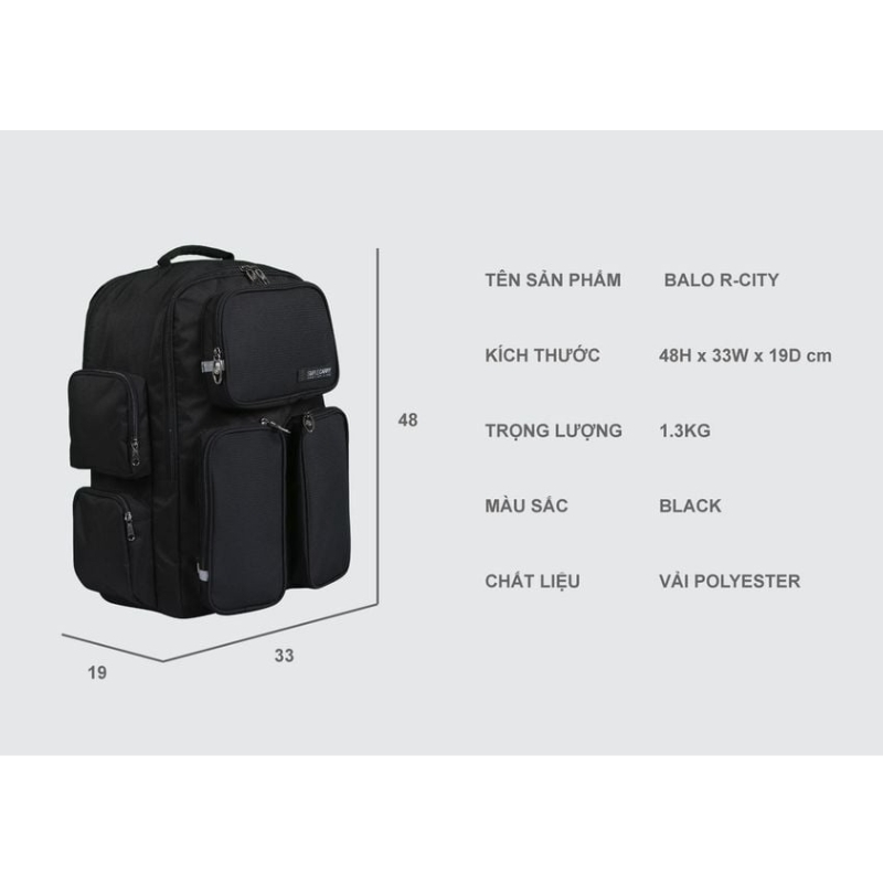 Balo du lịch size đại laptop 17.3 inch SIMPLECARRY R-City 2 - Dung tích lớn, rất nhiều ngăn, trượt nước