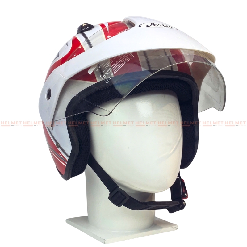 Mũ bảo hiểm 3/4 đầu có kính ASIA MT121 tem thể thao - MBH mô tô phượt 1 kính dày êm, chắc chắn, an toàn