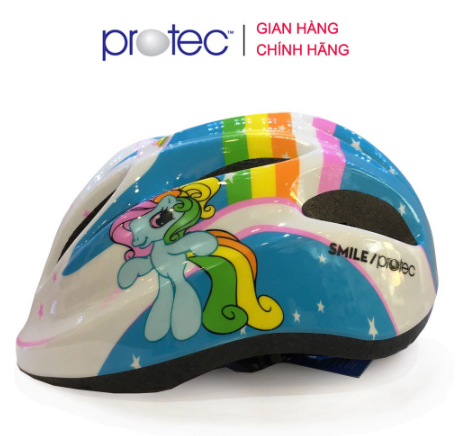 Mũ bảo hiểm xe đạp trẻ em siêu nhẹ PROTEC Smile dành cho bé gái 3 - 10 tuổi - Có đèn báo hiệu, thoáng khí, an toàn
