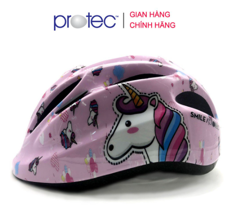 Mũ bảo hiểm xe đạp trẻ em siêu nhẹ PROTEC Smile dành cho bé gái 3 - 10 tuổi - Có đèn báo hiệu, thoáng khí, an toàn