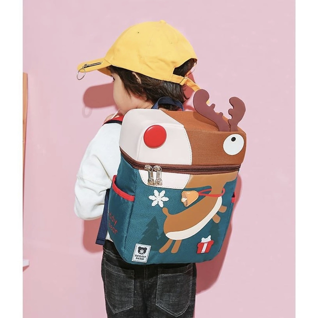 Balo Chống Gù Lớp 1-3 BEDDYBEAR Cute Bag Họa Tiết Tuần Lộc Cho Bé YE-TUANLOC