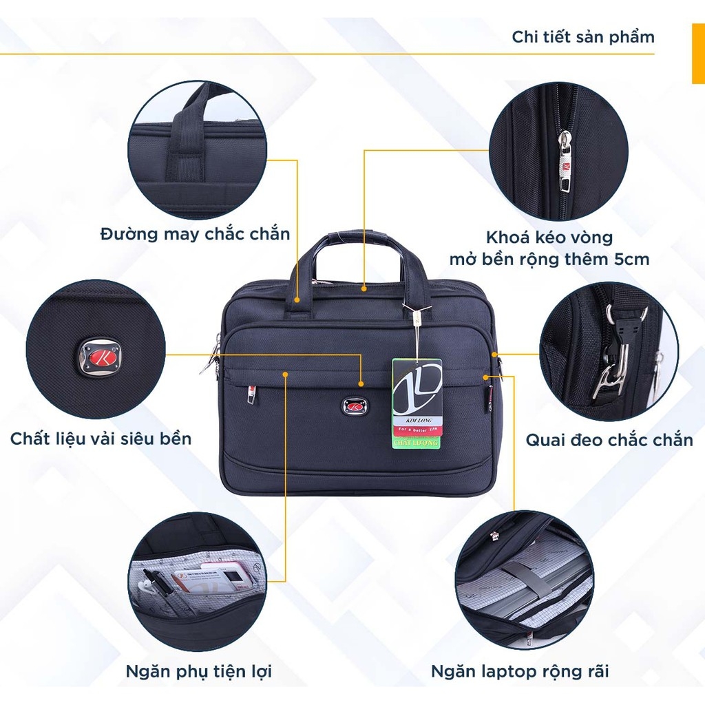 Cặp Laptop 15.6 inch Cỡ Lớn Có Khóa Kéo Mở Rộng KIM LONG KL018