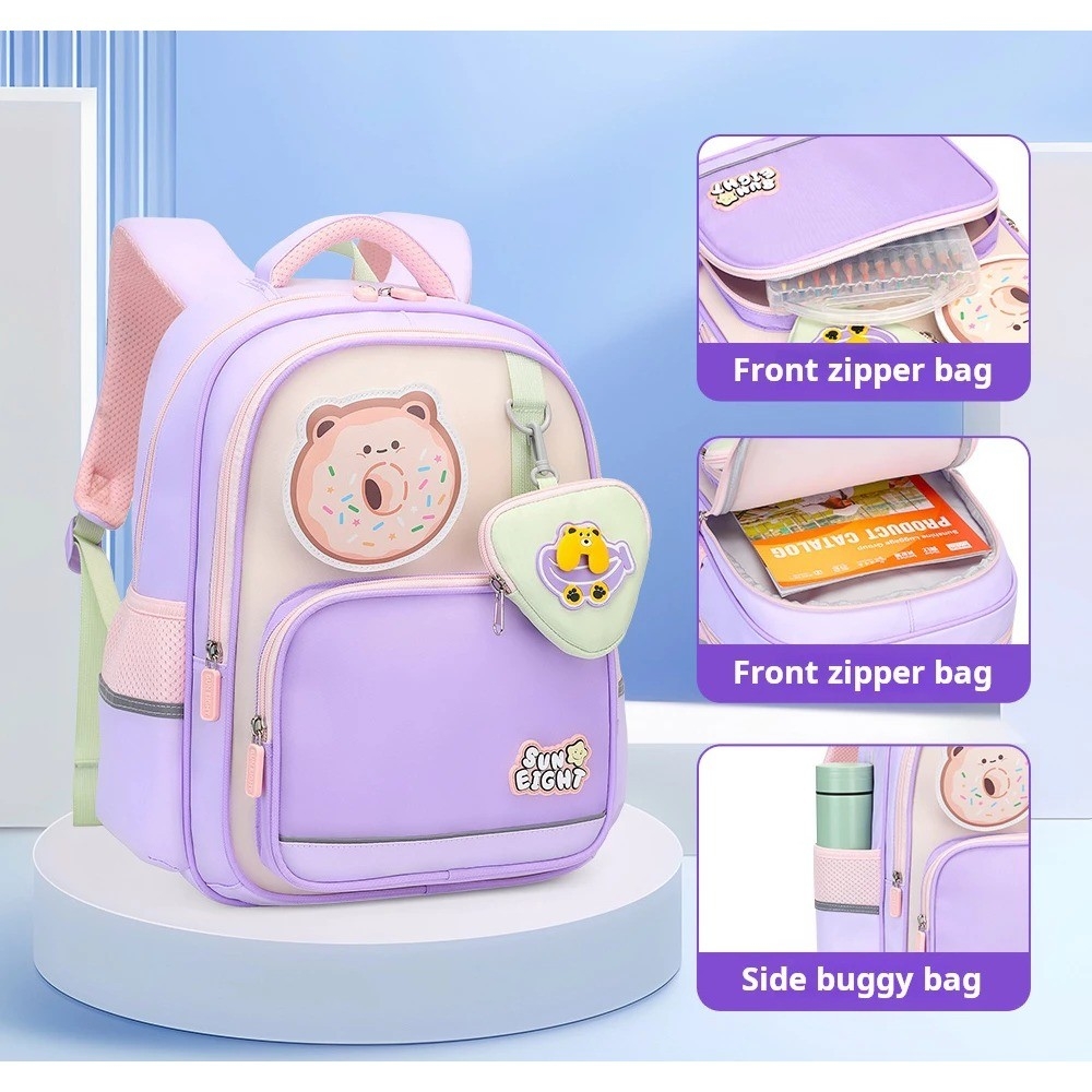 Balo chống gù SUN EIGHT S-22286 cho bé trai bé gái học sinh tiểu học lớp 2 3 4 5 - Bảo vệ cột sống, hiện đại