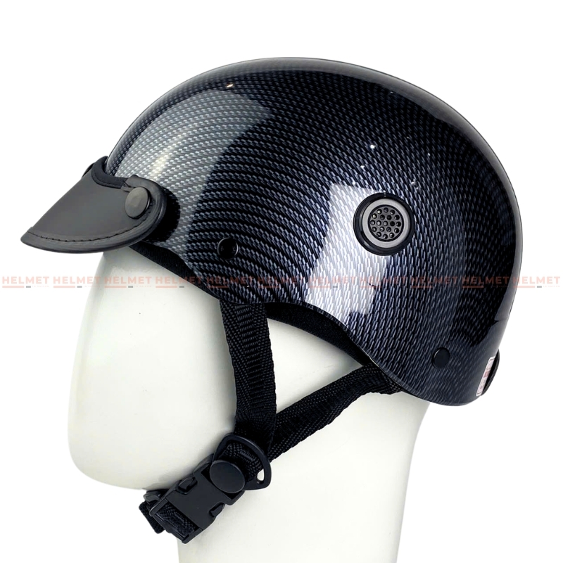 Mũ bảo hiểm 1/2 đầu mỏ da MINHO sơn nhúng carbon - MBH nửa đầu nam nữ gọn nhẹ, thoáng khí, hiện đại