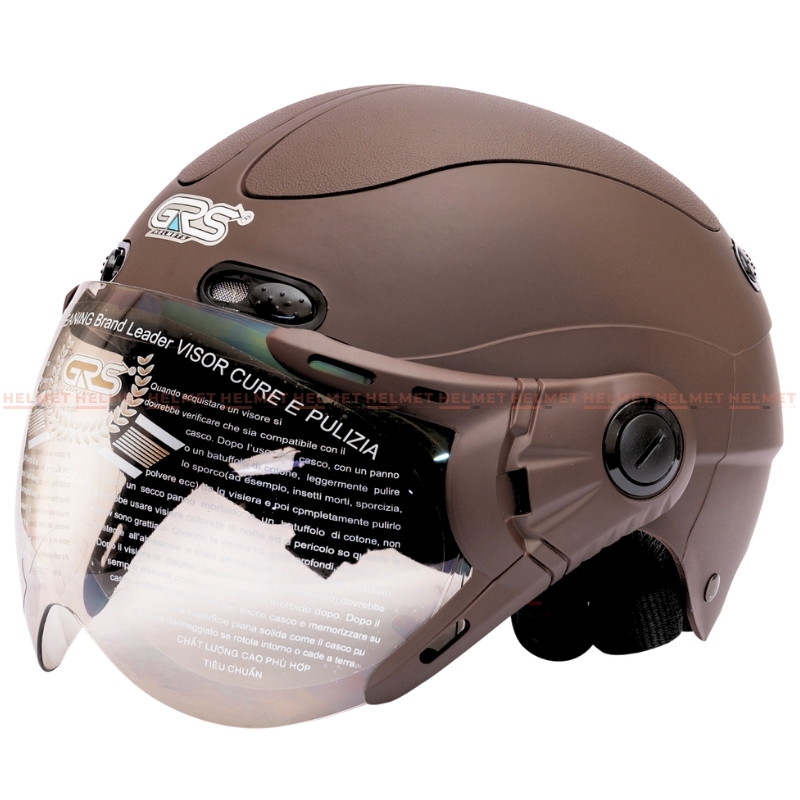 Mũ bảo hiểm 1/2 đầu có kính GRS A102K - MBH nửa đầu kính ngoài an toàn, nhỏ gọn, ôm sát đầu, chắn gió bụi