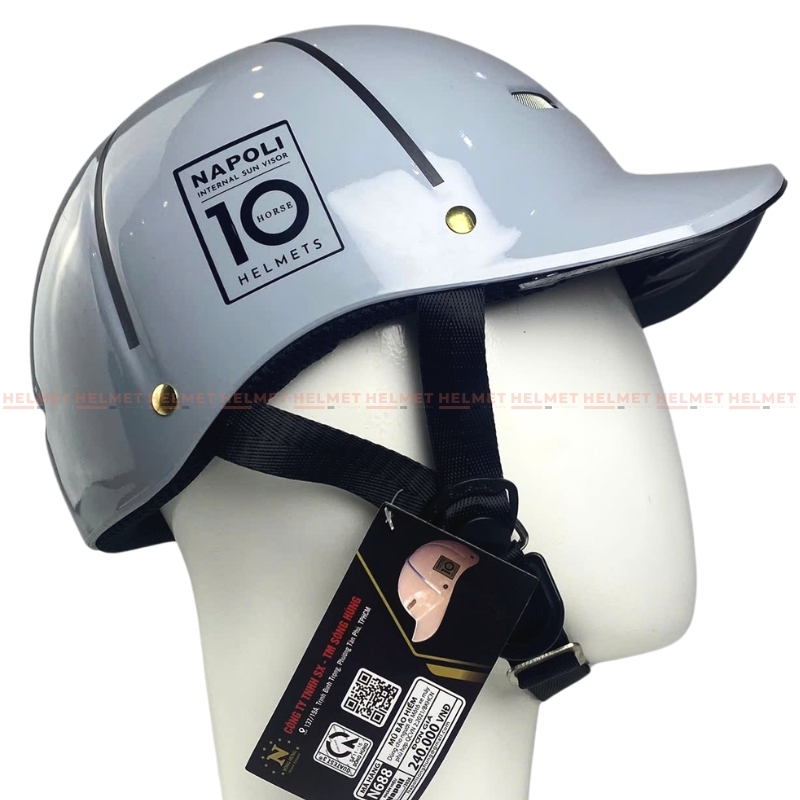 Mũ bảo hiểm lưỡi trai 1/2 đầu NAPOLI N688 - MBH kết nửa đầu 6 múi chuẩn an toàn, nhẹ thoáng, che nắng mưa
