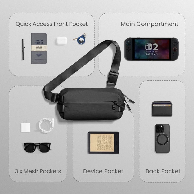 Túi Đeo Chéo TOMTOC Lightweight Codura Sling Bag T21S1D1 Black