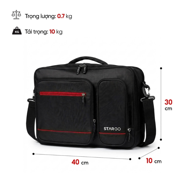 Cặp đa năng STARGO Genix laptop 15.6 inch - 2 cách đeo, nhiều ngăn, đeo chéo, xách tay, siêu nhẹ, giấu quai