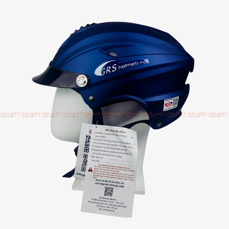 Mũ bảo hiểm 1/2 đầu GRS A760 nhám không kính – Siêu Nhẹ, Cực Êm, Chống Trầy
