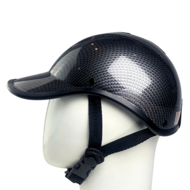 Mũ bảo hiểm lưỡi trai 1/2 đầu không khoét sơn nhúng carbon - MBH kết nửa đầu unisex nam nữ gọn nhẹ, che nắng mưa gió bụi