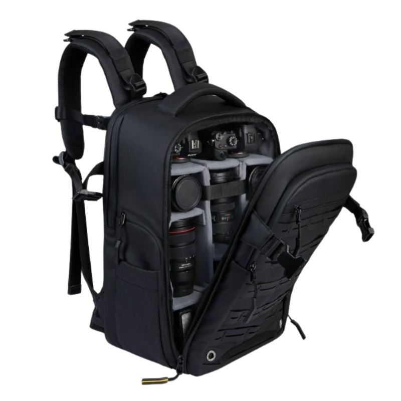 Balo máy ảnh SAKOS Imapro - Mở 90 độ, nhiều ngăn tùy chỉnh, đai vali, chống sốc laptop riêng, trượt nước